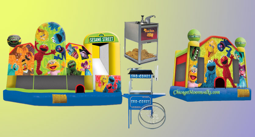 Elmo Sesame Street Inflatable Bounce House Package Rental Chicago IL